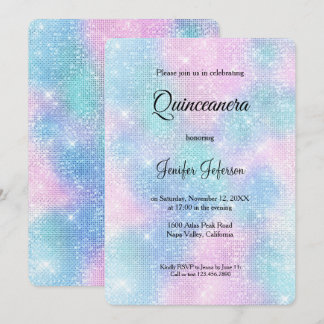 Modern holographic Quinceanera Invitation Einladung