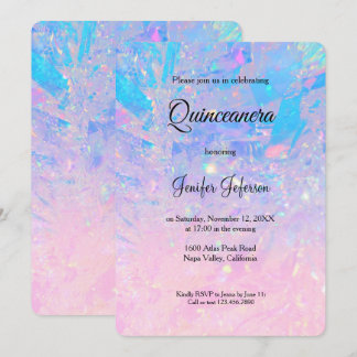 Modern holographic Quinceanera Invitation Einladung