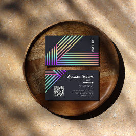 Modern Holographic Stripe QR Business Card Visitenkarte
