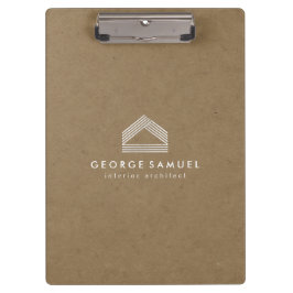 Modern Home Design | Abstract Logo on Wood Texture Klemmbrett