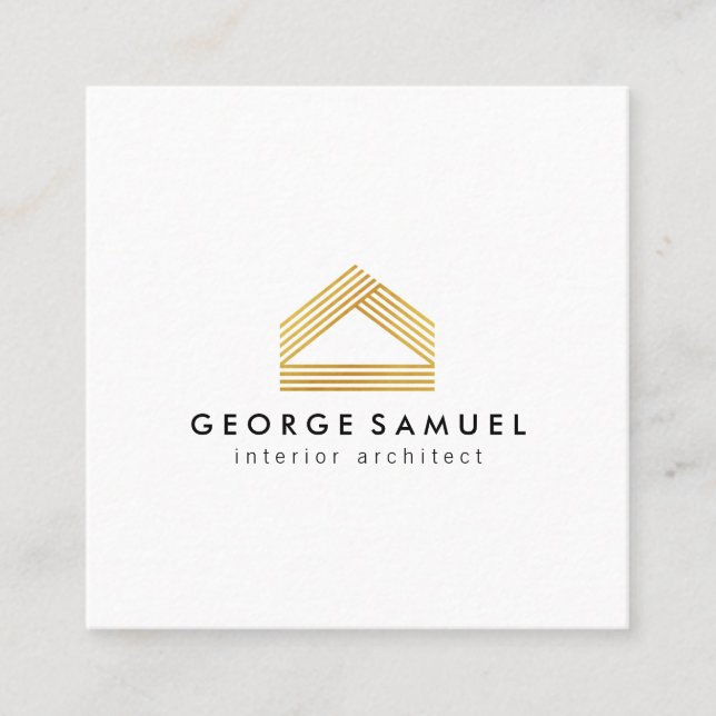 Modern Home Design Custom Abstract Logo  Quadratische Visitenkarte (Vorderseite)