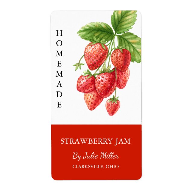 Modern Homemade Strawberry Jam Label (Vorne)