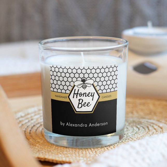 Modern Honey Bee Apiary Honeycomb Black Yellow Quadratischer Aufkleber (Modern Honey Bee Apiary Honeycomb Black Yellow Square Sticker)