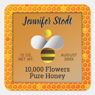 Modern Honeybee Logo Dunkelgelb Sticker Set