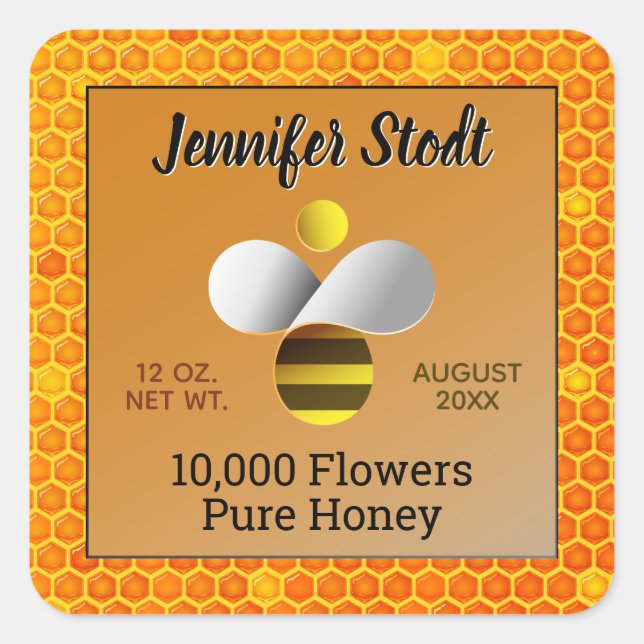 Modern Honeybee Logo Dunkelgelb Sticker Set (Vorderseite)