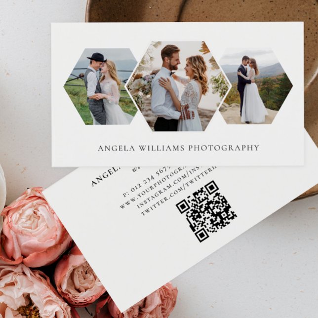 Modern Honeycomb Photo Collage Photographer Visitenkarte (Von Creator hochgeladen)