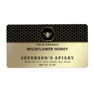 Modern Honigkamm Gold Honigjar Label
