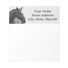 Modern Horse Black and White Equestrian Notizblock