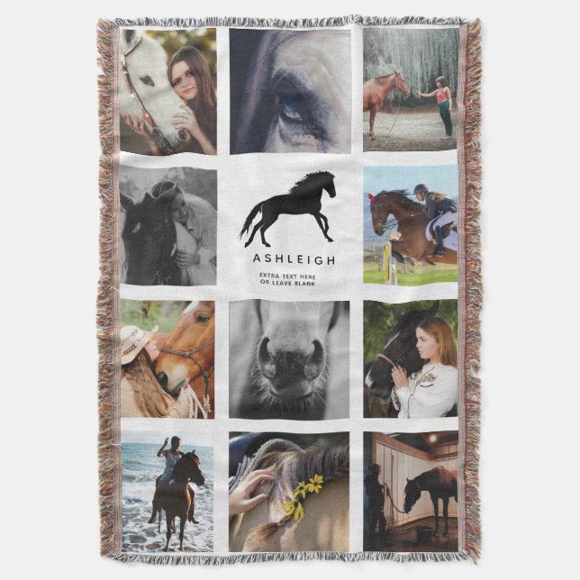 Modern Horse Foto Collage Reittiere Keepake Decke (Vorderseite Vertikal)