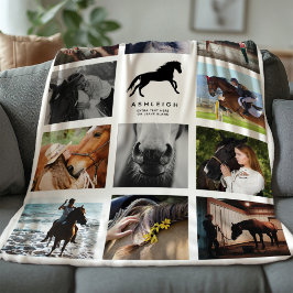 Modern Horse Foto Collage Reittiere Keepake Fleecedecke