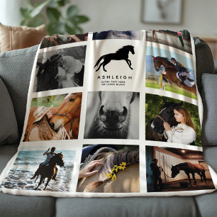 Modern Horse Foto Collage Reittiere Keepake Fleecedecke