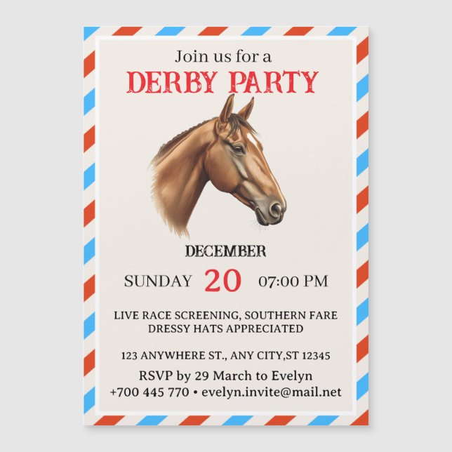 Modern Horse Racing Event Invitation Magnetkarte (Vorderseite)