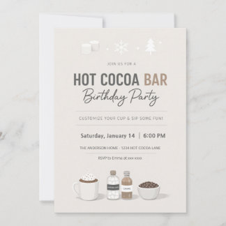 Modern Hot Cocoa Bar Birthday Invitation Einladung