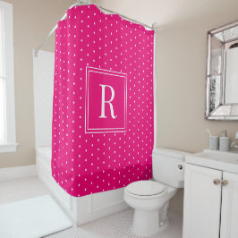 Modern Hot Fuschia Pink Mit Monogramm Duschvorhang