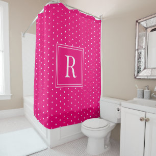 Modern Hot Fuschia Pink Mit Monogramm Duschvorhang