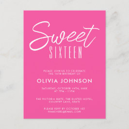 Modern Hot Pink 16 . Geburtstag 16. Geburtstag Postkarte