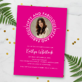Modern Hot Pink 50 and Fabulous 50th Birthday Einladung