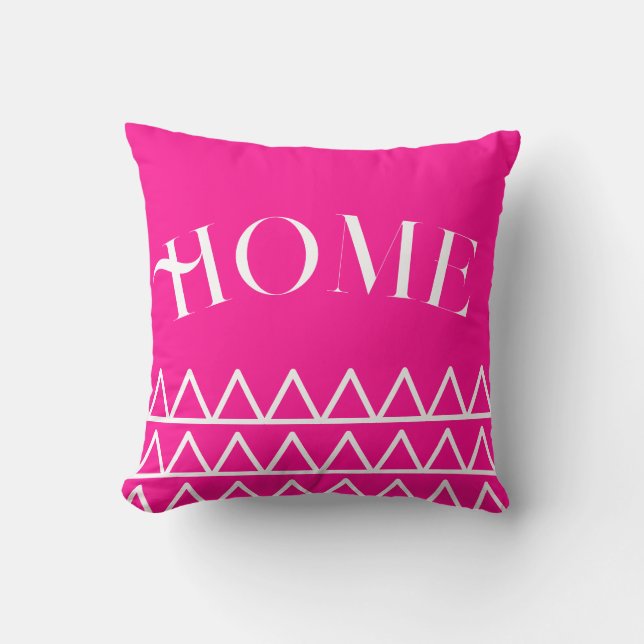 Modern Hot Pink Geometric Zuhause Typografie Kissen (Vorderseite)