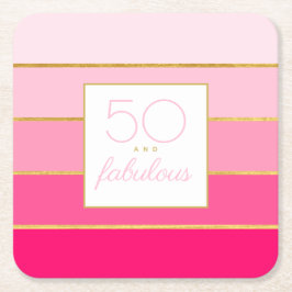 Modern Hot Pink & Gold 50 und fabelhafter Geburtst Rechteckiger Pappuntersetzer