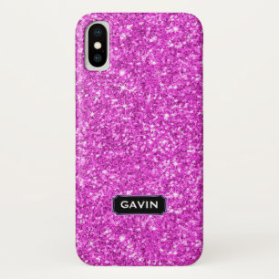 Modern Hot Pink Imitats Glitzer Monogram Case-Mate iPhone Hülle