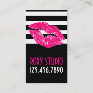Modern Hot Pink Lips Makeup Artist Visitenkarte