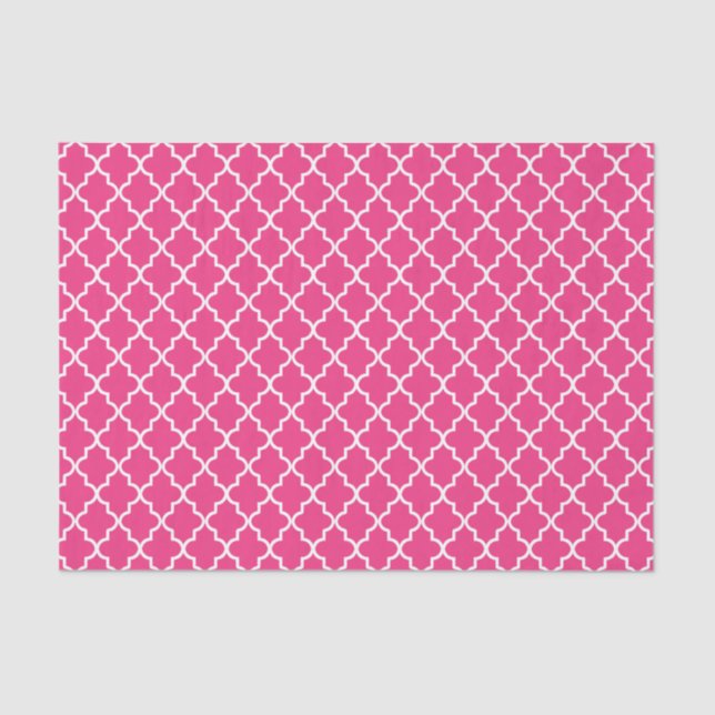 Modern Hot Pink marokkanischer Quatrefolie Seidenpapier (Vorderseite)