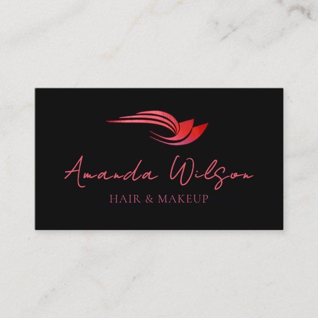 Modern Hot Pink Metallic Abstract  Visitenkarte (Vorderseite)