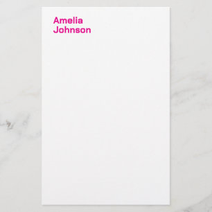 Modern Hot Pink Name Minimalistisch Beruflich Briefpapier