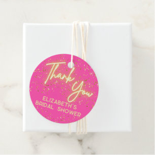 Modern Hot Pink Neon Glow Glitzer Danke, Script Geschenkanhänger