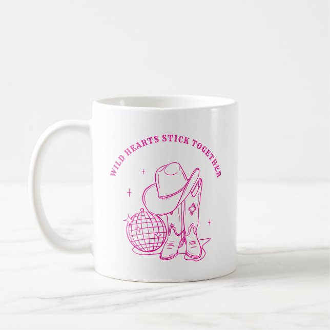 Modern Hot Pink Western Disco Best Friends Quote Kaffeetasse (Links)