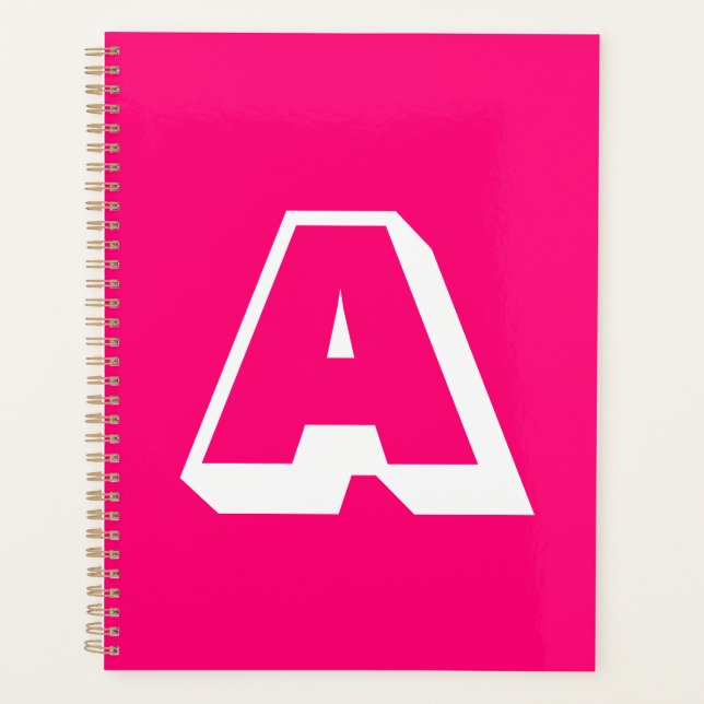Modern Hot roink, kundenspezifischer Monogramm-Anf Planer (Vorderseite)