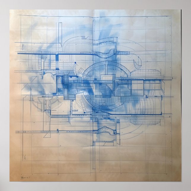 Modern House Blueprint Design Poster (Vorne)