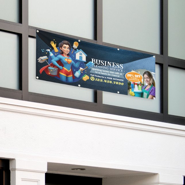 Modern House Cleaning Maid Service Housekeeping Banner (Äußeres Gebäude)