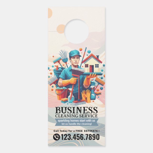 Modern House Cleaning Maid Service Housekeeping Do Türanhänger (Vorderseite)