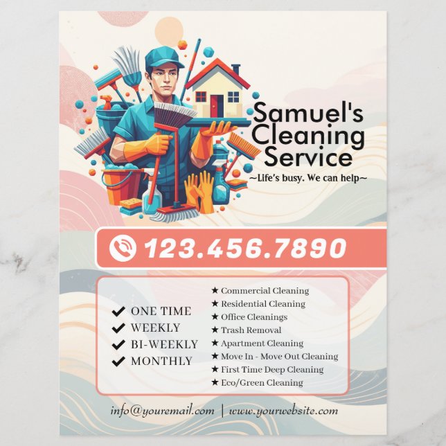 Modern House Cleaning Maid Service Housekeeping Flyer (Vorne)