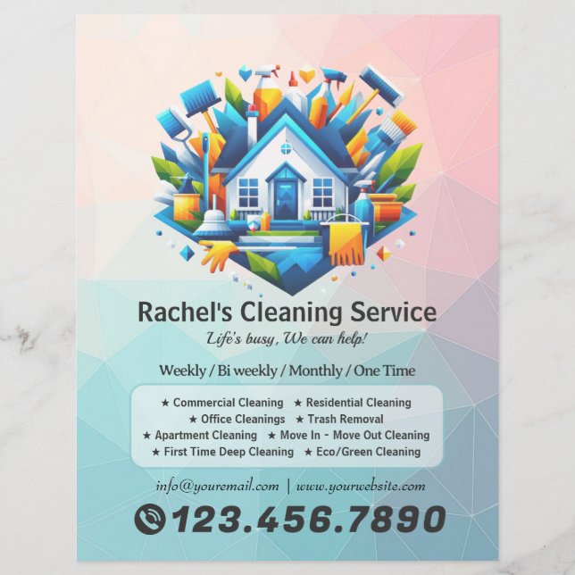 Modern House Cleaning Maid Service Housekeeping Flyer (Vorne)