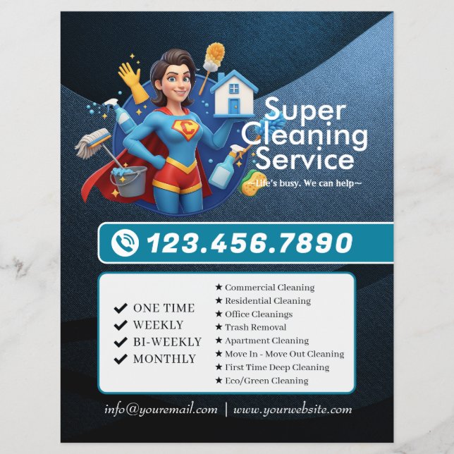 Modern House Cleaning Maid Service Housekeeping Flyer (Vorne)