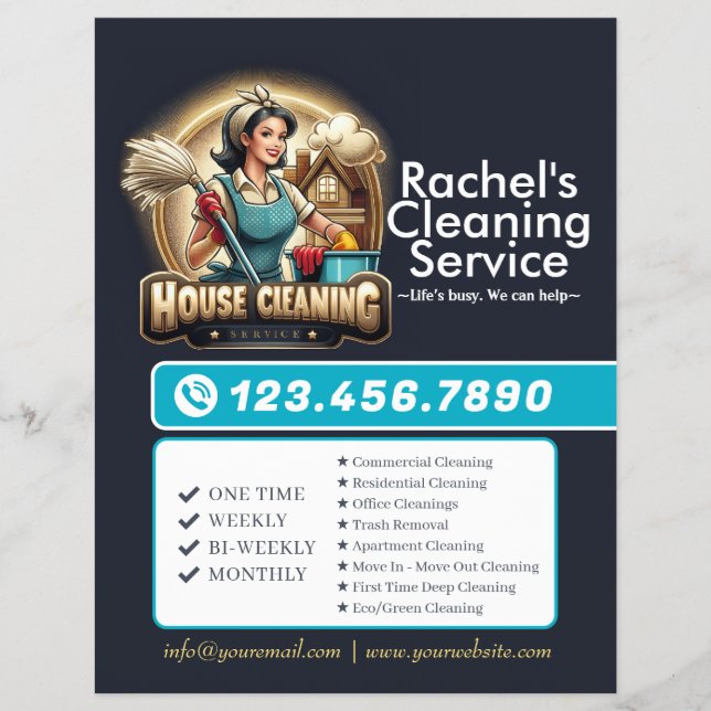 Modern House Cleaning Maid Service Housekeeping Flyer (Vorne)