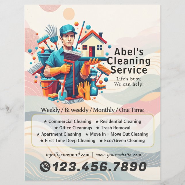 Modern House Cleaning Maid Service Housekeeping Flyer (Vorne)