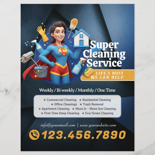 Modern House Cleaning Maid Service Housekeeping Flyer (Vorne)