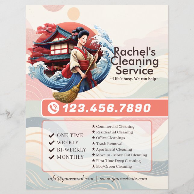 Modern House Cleaning Maid Service Housekeeping Flyer (Vorne)