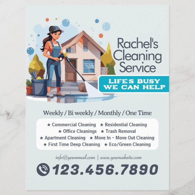 Modern House Cleaning Maid Service Housekeeping Flyer (Vorne)