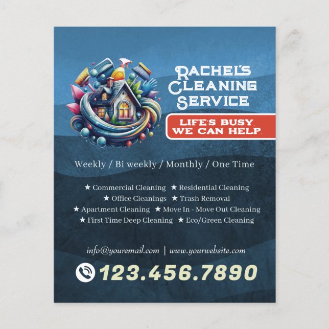 Modern House Cleaning Maid Service Housekeeping Flyer (Vorne)