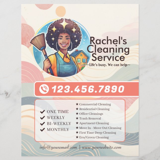 Modern House Cleaning Maid Service Housekeeping Flyer (Vorne)