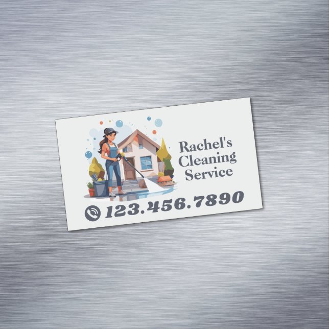 Modern House Cleaning Maid Service Housekeeping Magnetische Visitenkarte (Beispiel)