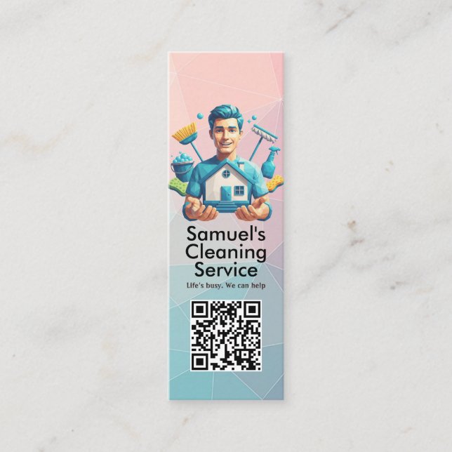 Modern House Cleaning Maid Service Housekeeping Mini Visitenkarte (Vorderseite)