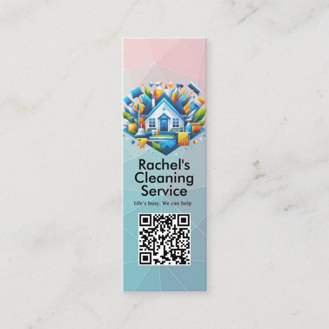 Modern House Cleaning Maid Service Housekeeping Mini Visitenkarte (Vorderseite)