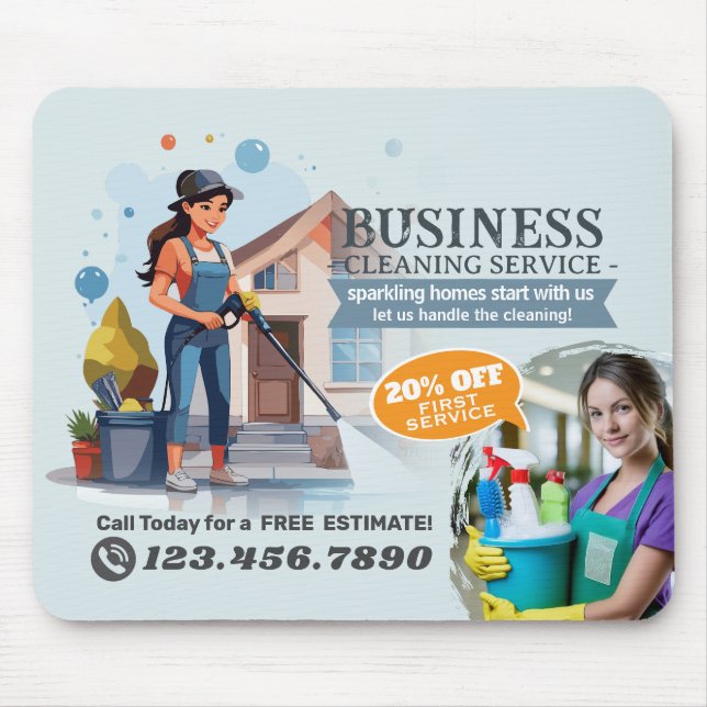 Modern House Cleaning Maid Service Housekeeping Mousepad (Vorne)