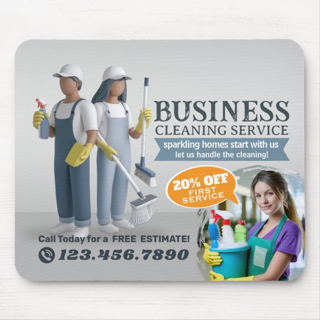 Modern House Cleaning Maid Service Housekeeping Mousepad (Vorne)