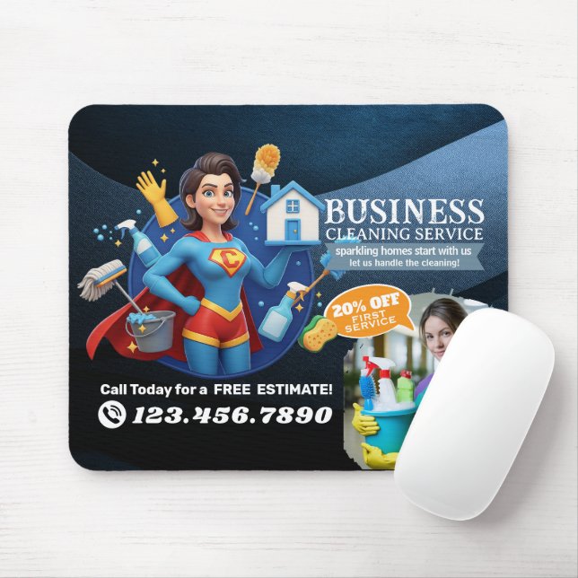 Modern House Cleaning Maid Service Housekeeping Mousepad (Mit Mouse)